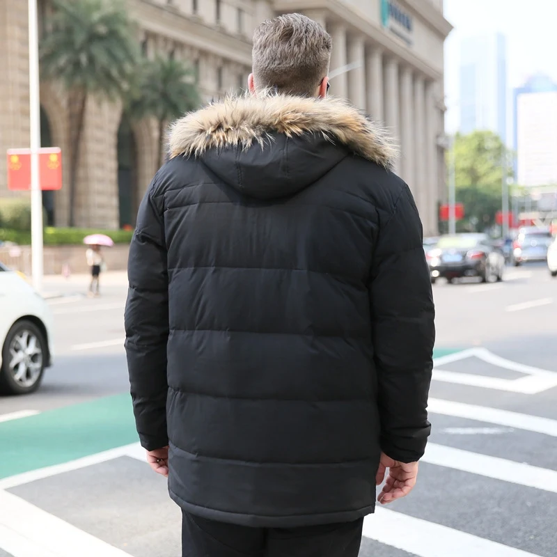 Зимняя куртка-пуховик на белом утином пуху, мужское длинное пальто большого размера, зимняя мужская куртка-пуховик с меховым воротником, большие размеры 7XL 8XL 9XL 10XL 6XL 5XL