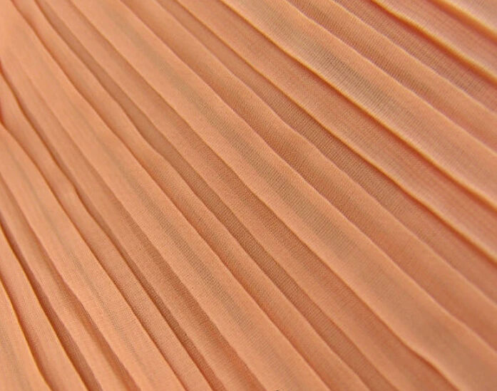 

2 meters 150cm 59" width pastel orange crumple accordion pleated chiffon fabric wedding dress clothes materials MM113