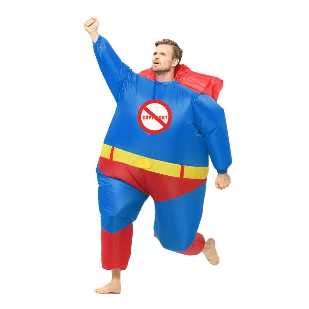 Надувной костюм супермена взрослый ребенок Хэллоуин костюм супергероя косплей костюм мужчины дети Маскарад партии нарядное платье