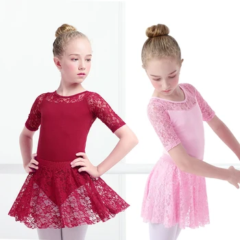 Girls Ballet Dress Gymnastic Leotards Lace Skirted Leotards Long Sleeve Kids Toddler Gymnastic Swimsuit For Dancing 2