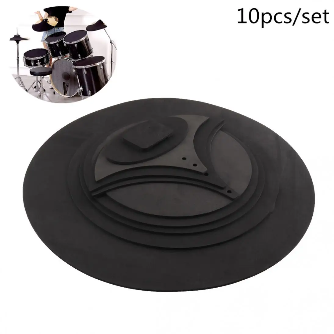 

10pcs/set Rubber Foam Jazz Drum Mute 5 Drum & 3 Cymbal Sound Off Practice Pad Kit