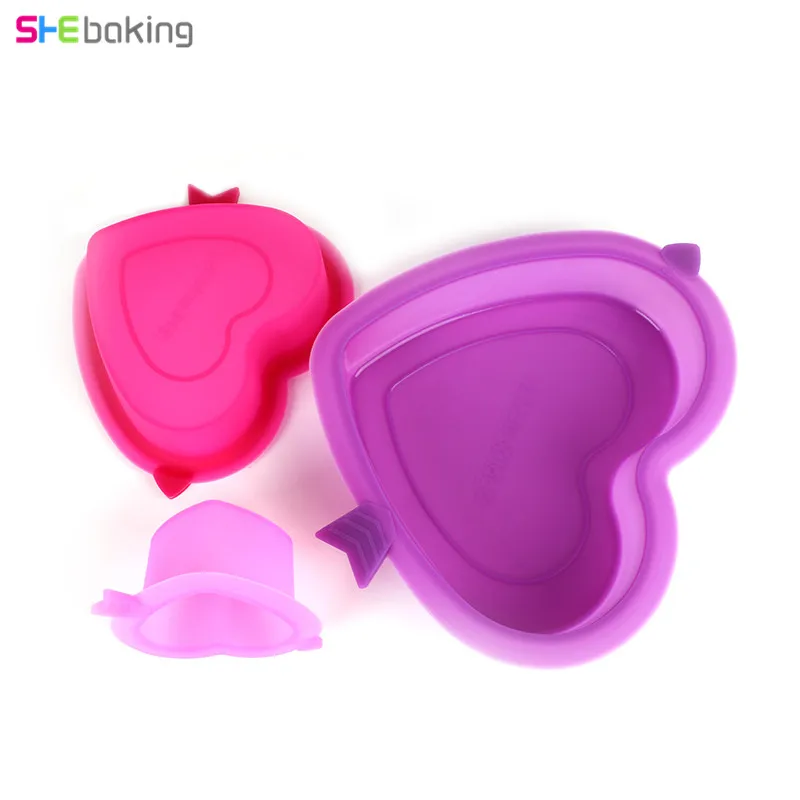 Shebaking 3 шт./компл. сердце силиконовые формы для торта 3D помадка для муссов хлеба плесень DIY Форма для выпечки кондитерских изделий Инструменты Большой ёмкость семья