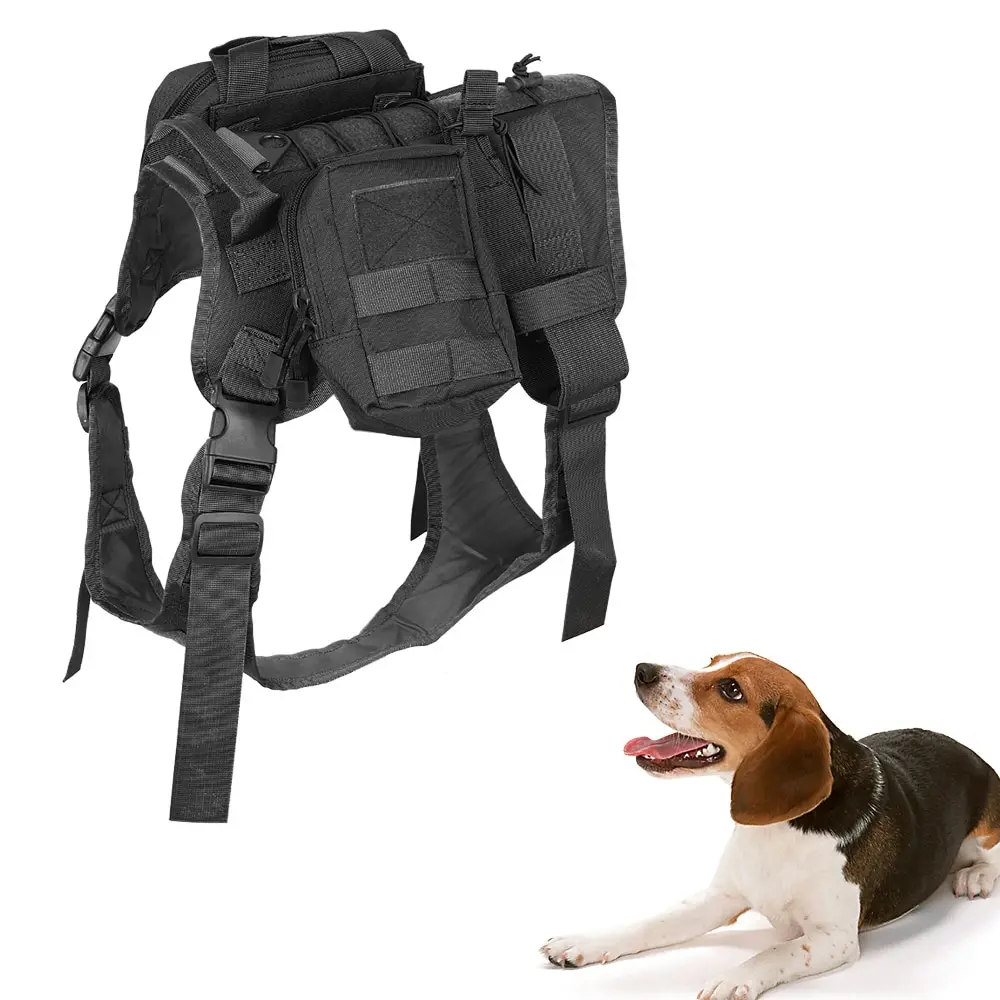 

Dog Vest Harness with Detachable Pouches Dog MOLLE Vest Tactical Dog Training Vest Military Patrol K9 Dog Harness with Handle