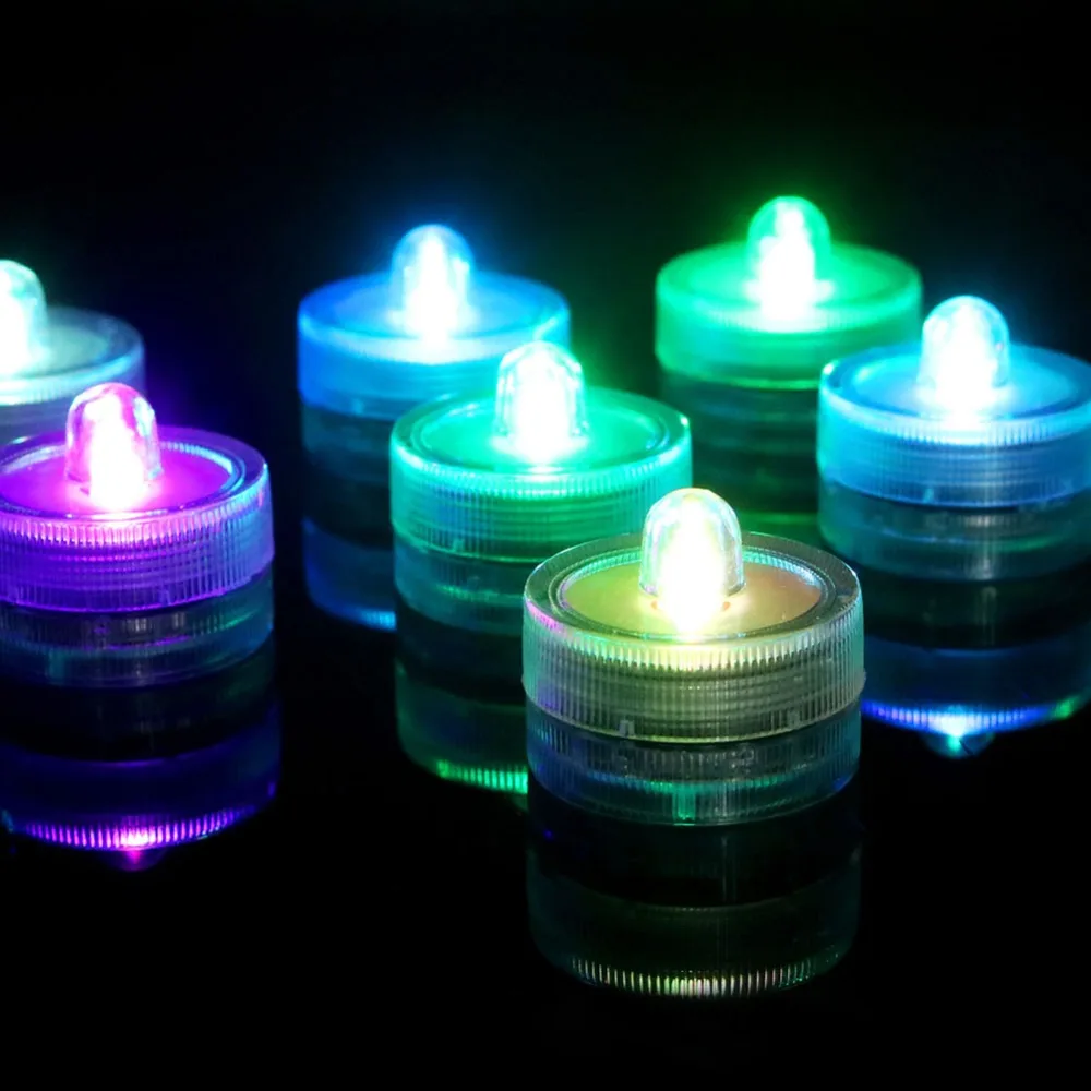 

12pcs/lot LED Underwater Light Pond Submersible IP65 Surface Waterproof Swimming Pool Light Battery Operated for Wedding Party