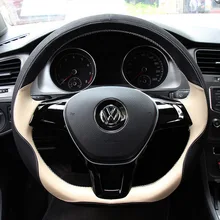 Чехол на руль автомобиля из натуральной кожи для Volkswagen vw passat b5 b6 b7 polo 4 5 6 7 golf tiguan jetta touareg аксессуары