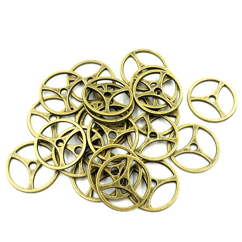 

30Pcs Antique Bronze Tone Round Steering Wheel Metal Charms Pendants For Necklaces DIY Bracelets Jewelry Accessories 19mm