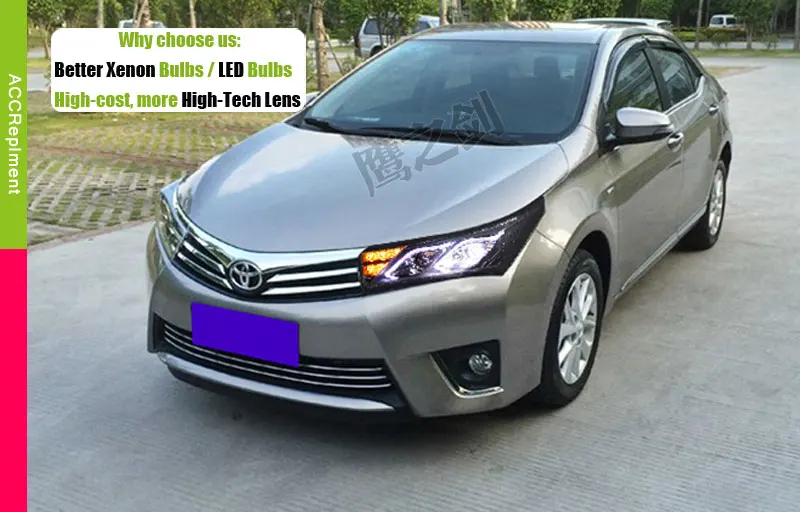 Автомобильный Стайлинг для Новинка года Corolla фар Altis светодиодные фары DRL Объектив Двойной Луч H7 спрятал bi Xenon объектива