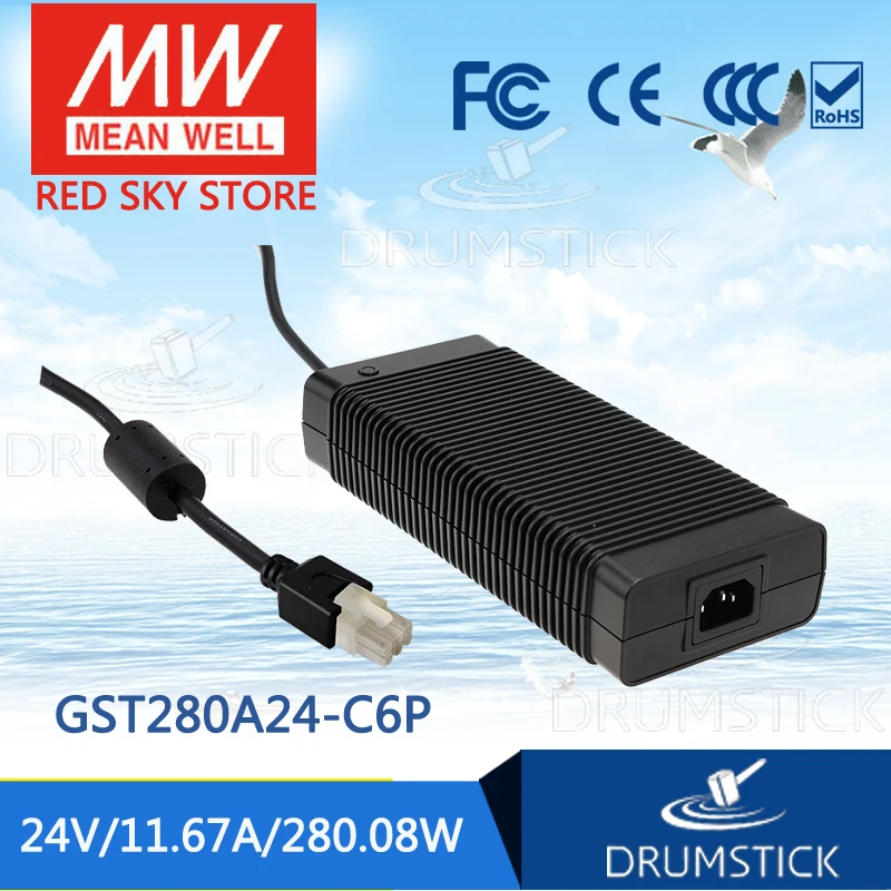 

MEAN WELL GST280A24-C6P 24V 11.67A meanwell GST280A 24V 280.8W AC-DC High Reliability Industrial Adaptor