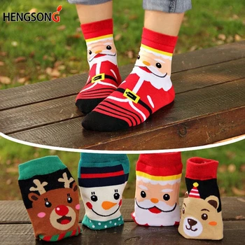

4 Pairs/Pack New Hot Women Cartoon Socks Autumn Winter Women's 3D Funny Soks Lady and Girl Christmas Cotton Dress Sock AQ968186