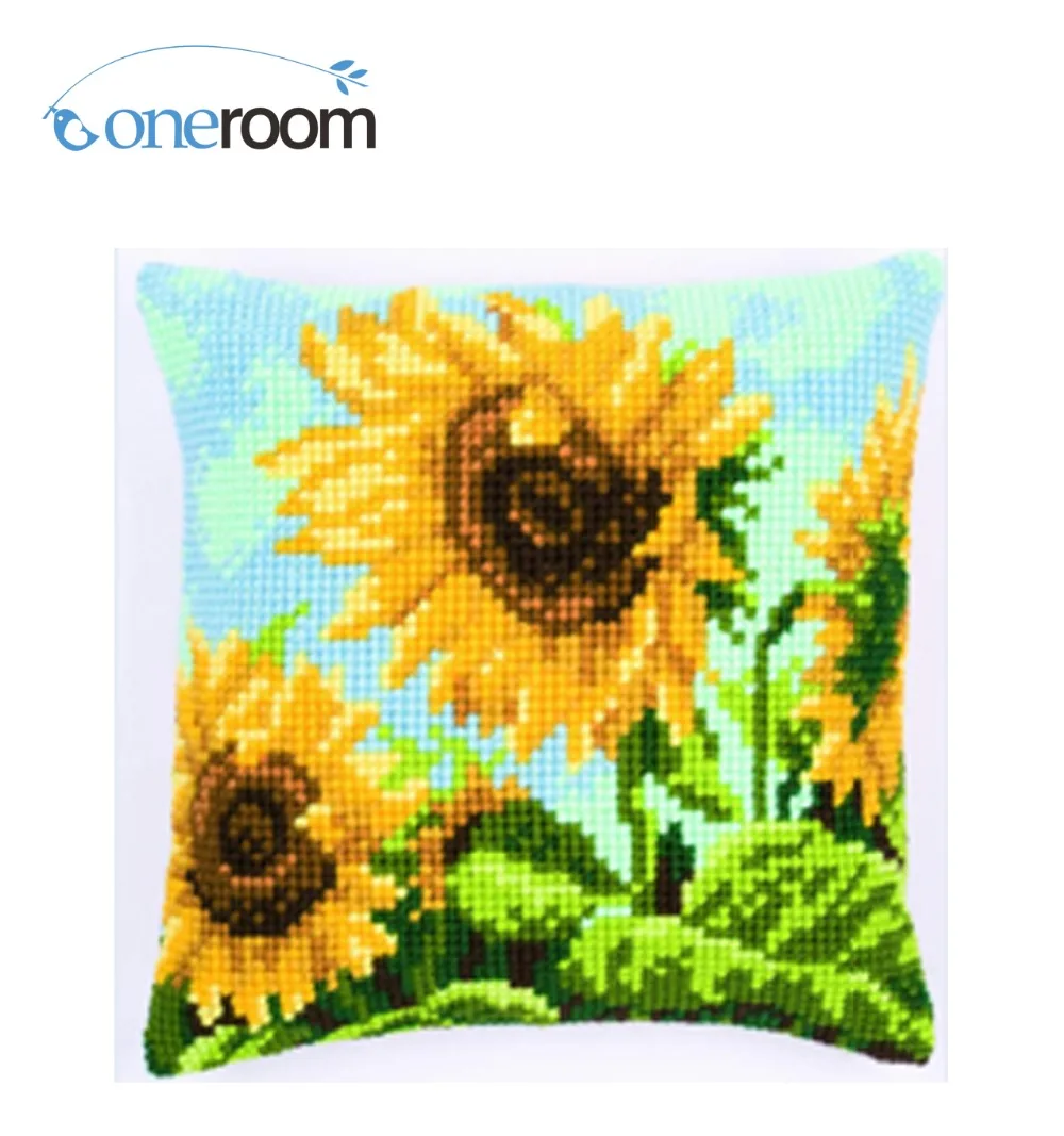 Download Sunflower009 Needlework Kit Unfinished Acrylic Yarn Embroidery Pillow Tapestry Canvas Cushion ...
