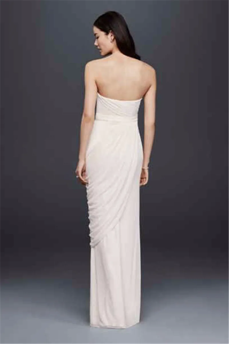 Sdwg0417 Sheath Wedding Dress With Beading And Side Drape Graceful