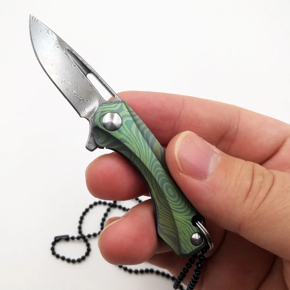 Мини Складной нож Тактический охотничий карманный нож для переноски EDC брелок ожерелье титановый дамасский нож для выживания походные ножи
