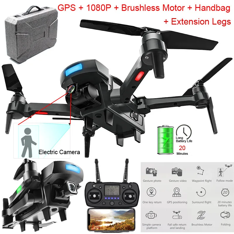 

CG033-S Drone GPS 2.4G WiFi FPV RTF Selfie Drone with 1080P HD Camera Foldable Brushless Professional Drone RC Quadcopter