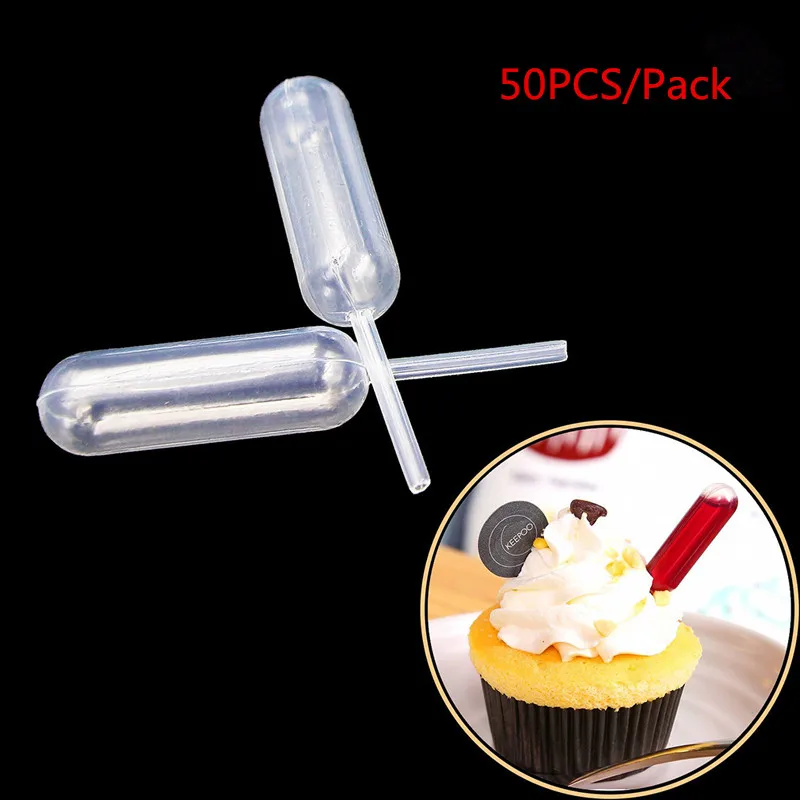 

50pcs Mini Squeeze 4ml Transfer Pipettes Droppers for Cupcakes Ice Cream Sauce Ketchup Jam Pastries Macaron Stuffed Dispenser