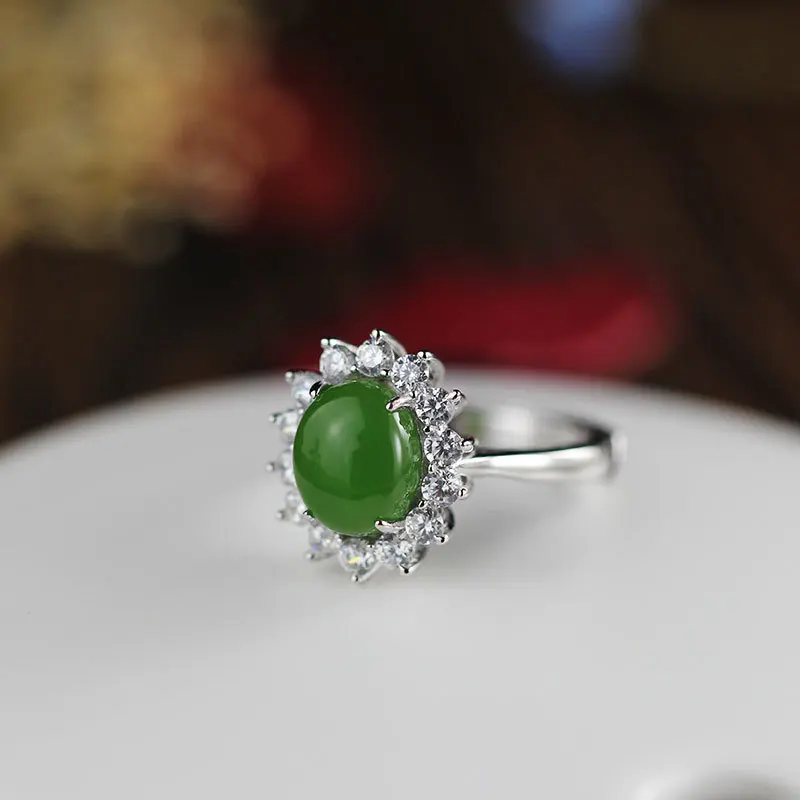 [S925] are shiny jewelry silver jewelry and clothing all-match Tian Biyu ring