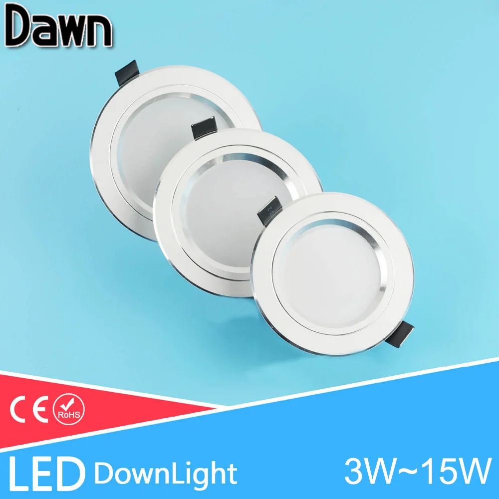 Beste Zilver Wit AC 110 v 220 v LED Downlight 3 w 5 w 7 w 9 w 12 w 15 w Showcase Lamp Ronde LED Plafond Inbouw Spot Down Light