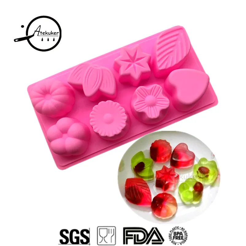 

Atekuker Flower Leaf Heart Silicone Cake Mold For Baking Pudding Jelly Molds Pastry Tools Soap Making