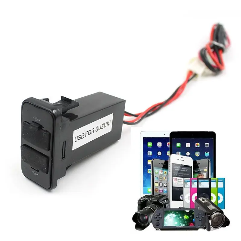 

Car 12V 2.1A 2 USB Port Power Socket GPS Mobile Phone Charger For SUZUKI drop shipping