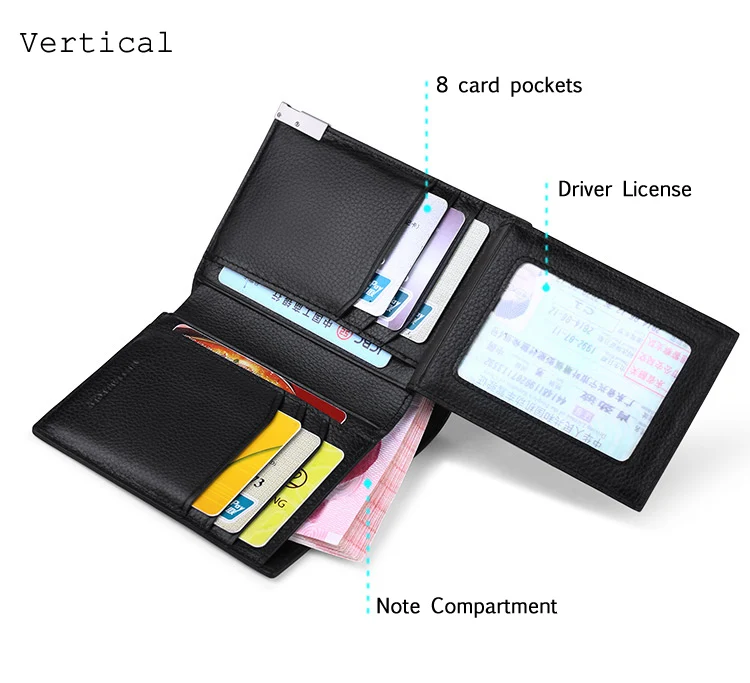 Мужской короткий кошелек для кредитных карт из натуральной кожи мужской кошелек двустворчатый классический вертикальный горизонтальный
