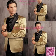 Горячая Распродажа блестящая желтая куртка с черным отворотом жениха смокинги друзей жениха костюм для шафера Мужская Свадьба/деловой смокинг