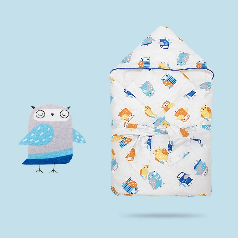 Owl Зимний конверт для новорожденных, хлопковый спальный мешок для малышей, толстый кокон для младенцев, теплый мешок для коляски, 85x85 см - Цвет: Owl