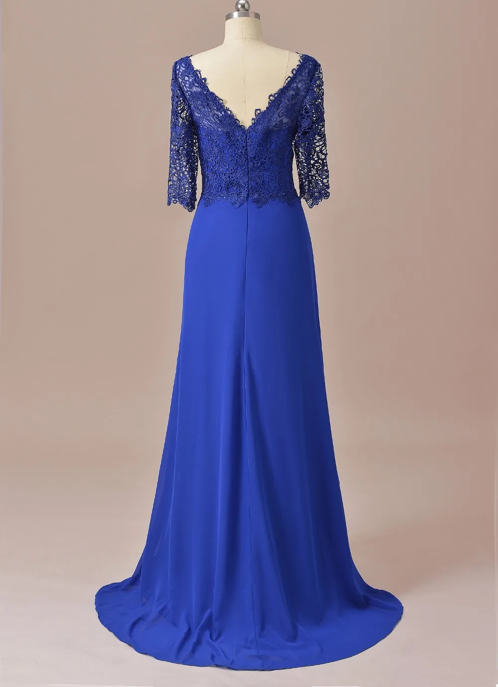 Русалка половина рукава кружева мать невесты платье Королевский синий для свадьбы жениха длинное вечернее платье SLD-M14