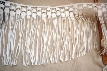 

14 yards tassels lace trim by the yard, off white embroidered lace fabric, lace tassel trims