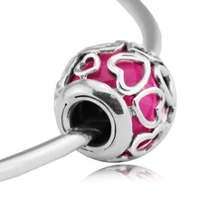 Вишневый заключенная в Любовь Подвески Подходит для Pandora Браслеты с Кристалл церизы подлинное 925 пробы Серебряные ювелирные изделия