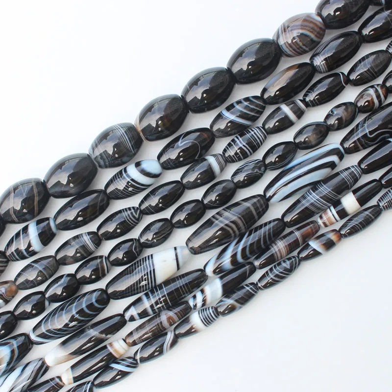 Black stripe ag 6-30mm Oval beads 15inch per strand, For DIY Jewelry Making, pendant,necklace