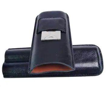 

Leather Travel Cigar Case Holder 2 Tube Humidor Or With Cutter Cigar Travel Cigar Bags Holder Humidor With Cutter