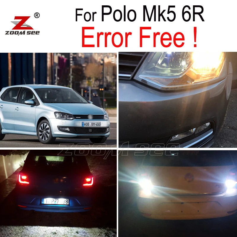 Белый светодиодный фонарь заднего хода+ лампа номерного знака для Polo Mk5 Polo 6R светодиодный внешний+ парковочный светильник(2009