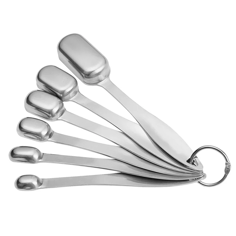 6Pcs Stainless Steel Measuring Spoons Narrow Measuring Teaspoon Set Measuring Cup Dry Liquid Spice Sugar Coffee Kitchen Scale (4)