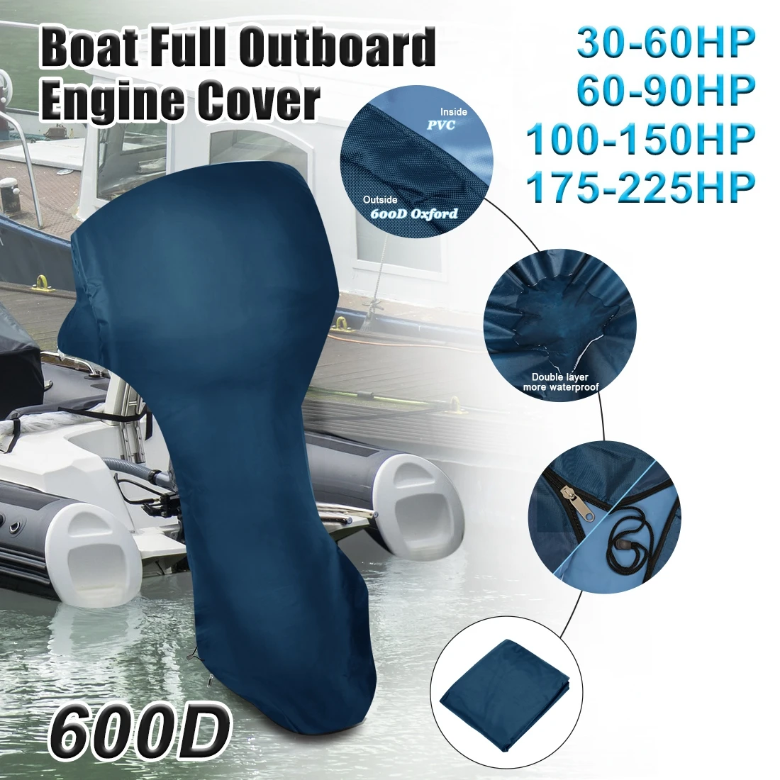 X Autohaux 30 225HP лодка полный мотор крышка водонепроницаемый 600D ткань Оксфорд ПВХ