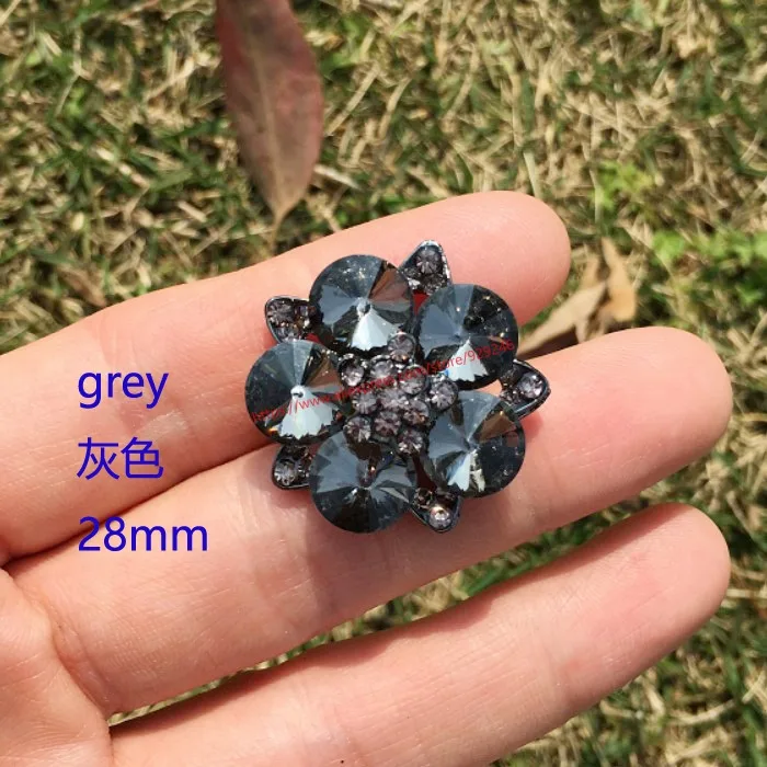 grey glass 6 шт./лот, красная Хрустальная пуговица, павлин, зеленый камень, цветок, декоративная пуговица с золотым хвостовиком для пальто, одежды, большая пуговица - Цвет: grey glass
