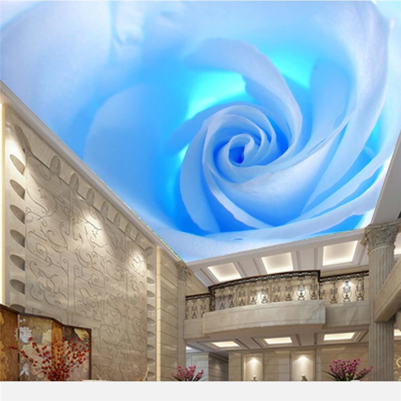 

beibehang Custom wallpaper 3d large three-dimensional photo mural dream blue roses zenith fresco 3d wallpaper papel de parede