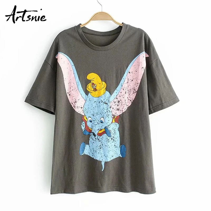Preise Artsnie sommer 2019 cartoon grau frauen t shirt o hals kurzarm streetwear tops weibliche t mujer tier t hemd frauen