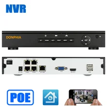 DONPHIA 4CH Onvif Full HD 1080P 48V настоящий PoE NVR сетевой видеорегистратор для ip-камеры с питанием по PoE P2P облачный сервис двойной поток