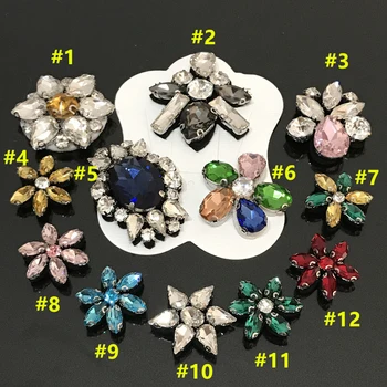 

10pcs 3D Handmade Rhinestone beaded Patches for clothing Flower Parches for clothes Sew on crystal beading Applique cute patch