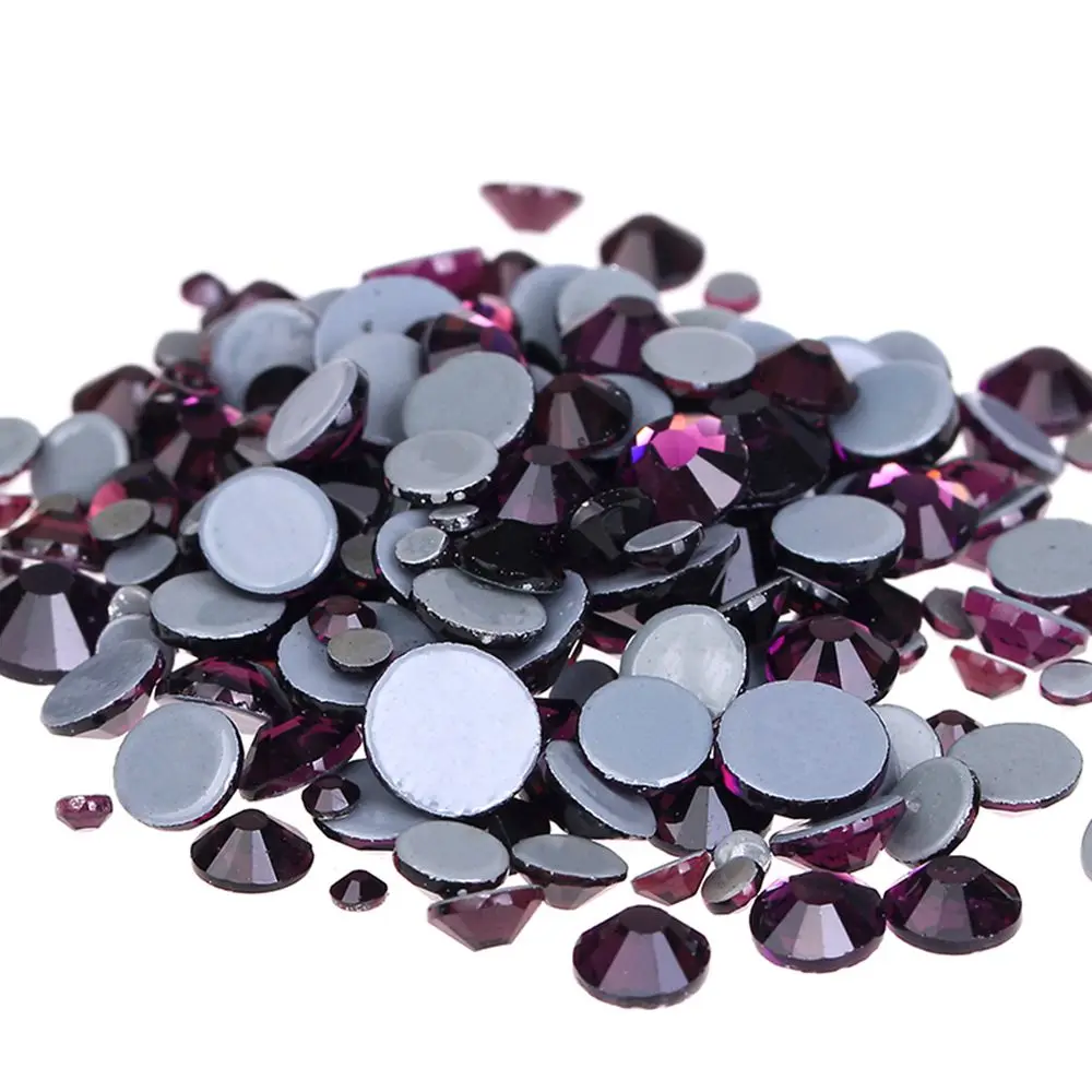 

AMETHYST Color Hotfix Strass Rhinestones Flatback Glue Backing Iron On Glass Stones Appliques For Fabric Garments Supplies