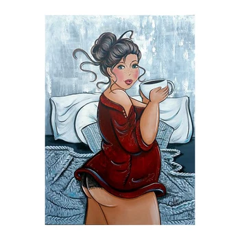 

Full Square/Round Drill 5D DIY Diamond Painting Fat Lady Coffee Embroidery beads Cross Stitch Mosaic Rhinestones JS4546