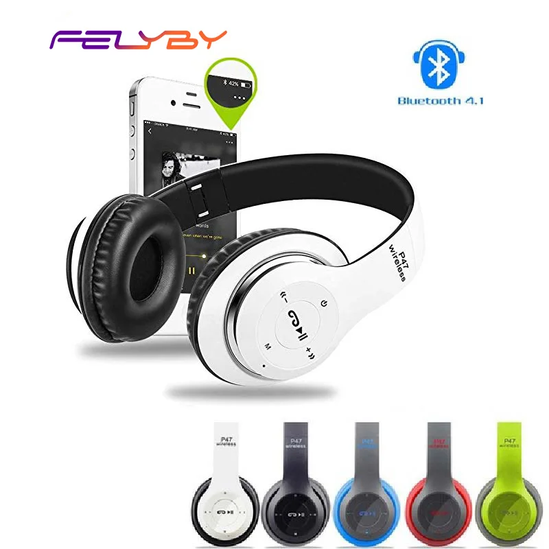

FELYBY Wireless Bluetooth Earphones Headset Stereo Headphones Earphones with Microphone /TF Card for Mobile phone IPHONE