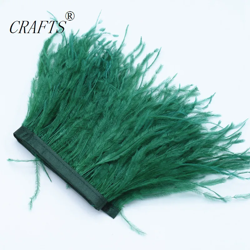 От 1 м до 10 м пушистые 10-15 см страусиные перья обрезаны ткань сторона с DIY платье Швейные аксессуары - Цвет: Dark green