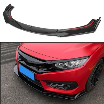 

Auto Front Bumper Cover Glossy Black ABS Plastic Lip Trim Spoiler For Honda Civic 2016 2017 2018 2019