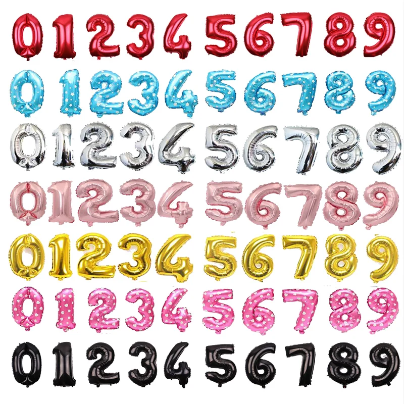 

16 32 40 inch Number balloon blue pink red black gold silver Aluminium Foil balloon baby shower wedding birthday party decor