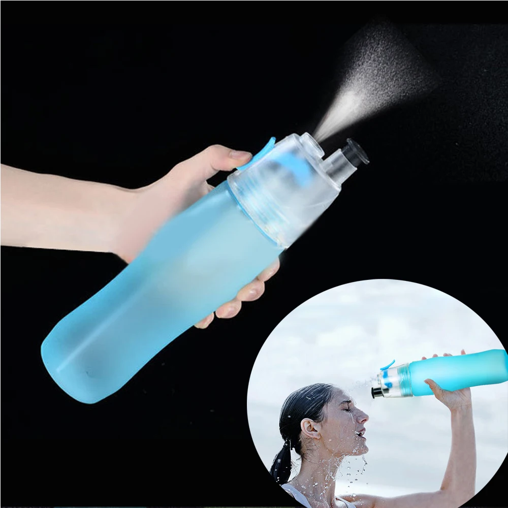 740ml Misting Spray Drinking Bottle Sports Gym Cycling Running Water Bottle Camping Hiking