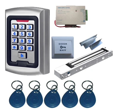 

Complete Single Door 125Khz RFID & PIN Access Control System Kit with EM Lock, Metal Controller