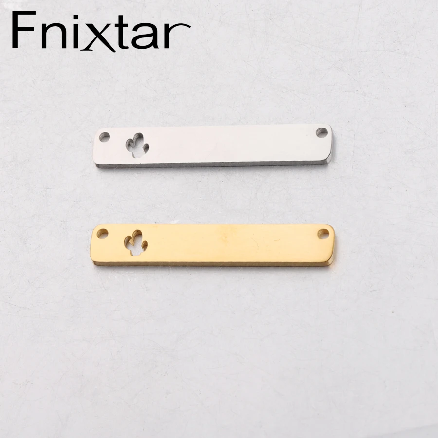 

Fnixtar Rectangle Blank Bar Tag Mirror Polishe Stainless Steel Hollow Plant Cactus DIY Charms Connector 6*35mm 20piece/lot