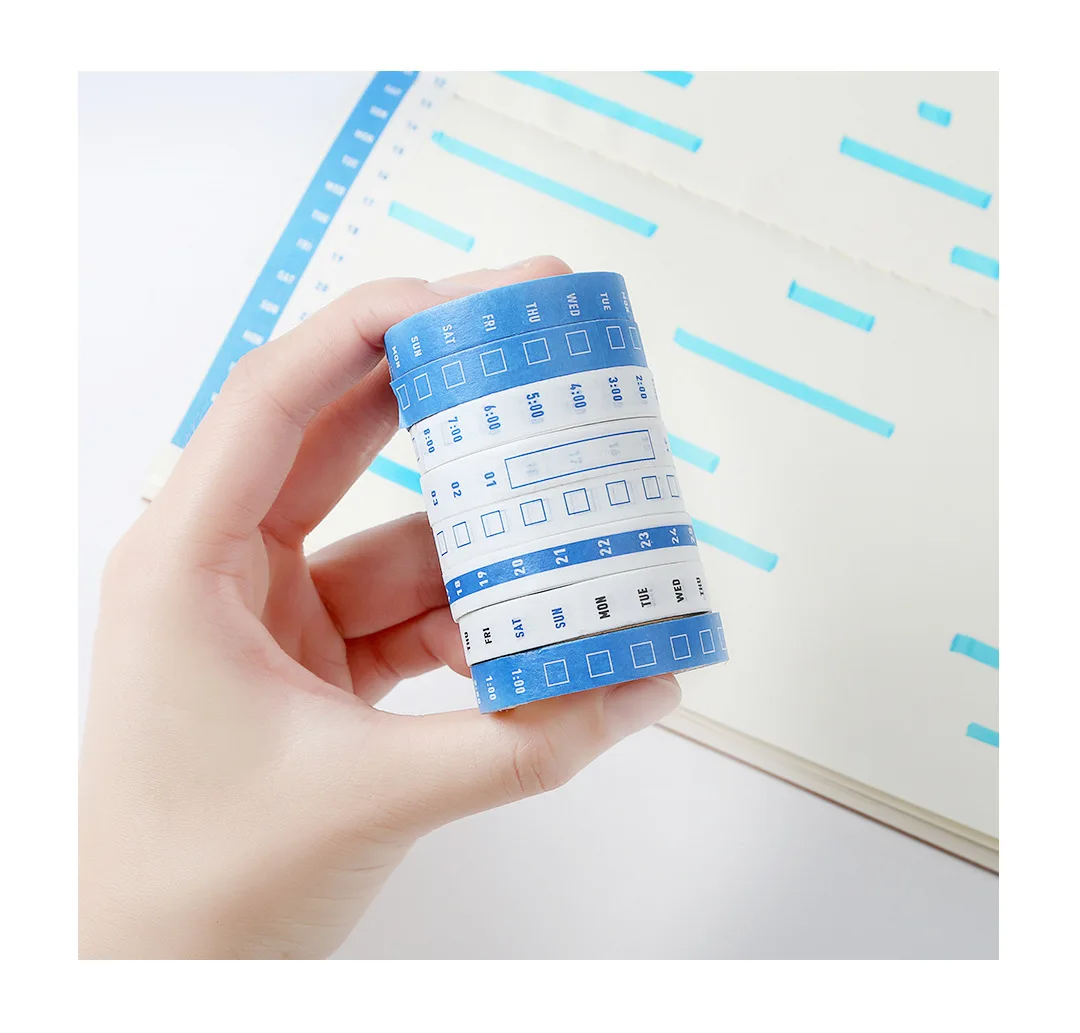 4 pcs / set Adhesive Tape Practical Week Plan Time Axis Schedule Lattice Masking Tape Diary Decorative Sticker Cute Stationery