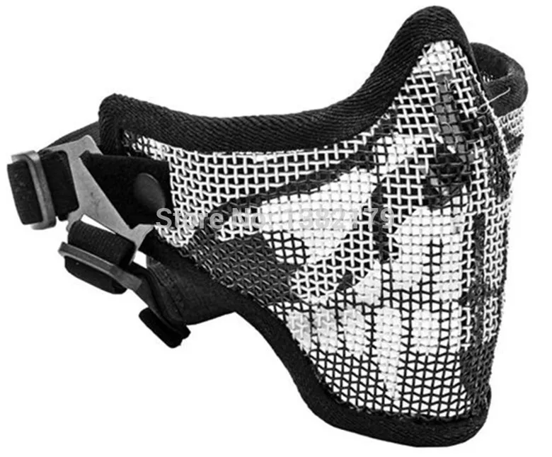Tactical Hunting Mask Metal Steel Wire Half Face Mesh Airsoft Mask