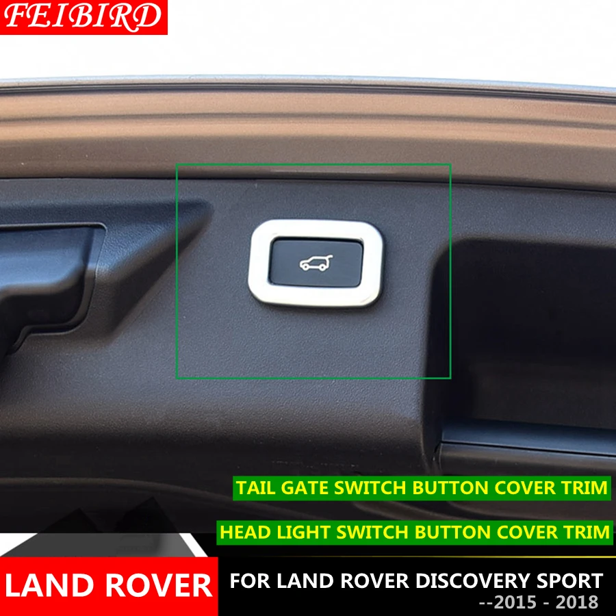 

Interior Styling Head Light Rear Tailgate Door Button Decor Frame Cover Trim For Land Rover Discovery Sport 2015 - 2019